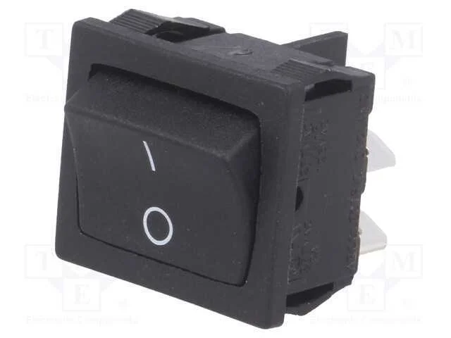 ROCKER, DPST, Pos: 2, ON-OFF, 10A/250VAC, 10A/28V.