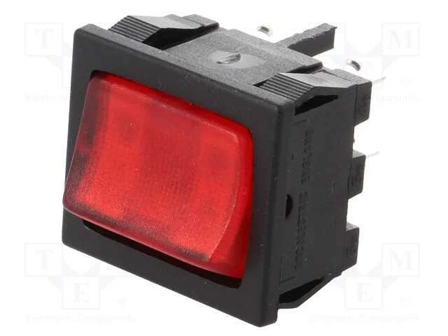 Rocker, Dpst, Pos: 2, On-Off, 10a/250vac, 10a/28vdc, Vermelho, 230v