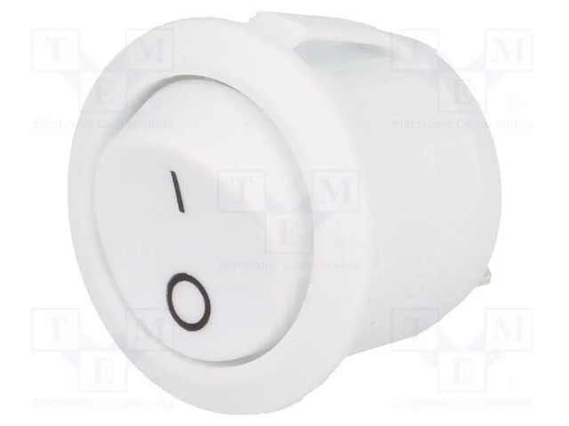 Rocker, Spst, Pos: 2, On-Off, 6a/250vac, Branco, N&atilde;o Disp, Redondo