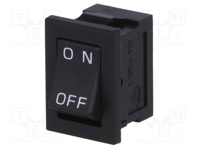 Rocker, Spst, Pos: 2, On-Off, 3a/250vac, Preto, N&atilde;o Disp, -10&divide;55c