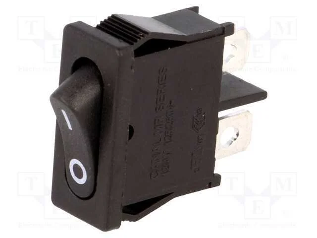 Rocker, Spst, Pos: 2, On-Off, 10a/250vac, Preto, N&atilde;o Disp, -25&divide;80c