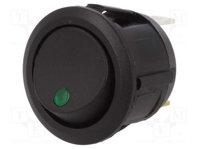 Rocker, Spst, Pos: 2, On-Off, 20a/14vdc, Verde, Led,Pontuais, 14v