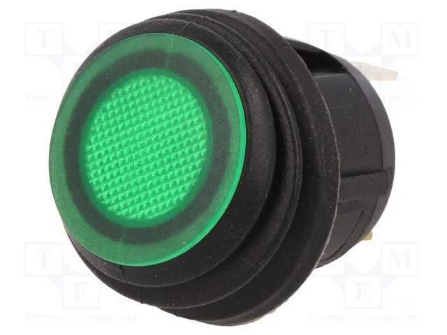 Rocker, Spst, Pos: 2, On-Off, 20a/14vdc, Verde, Ip65, Led, 14v, 50mo