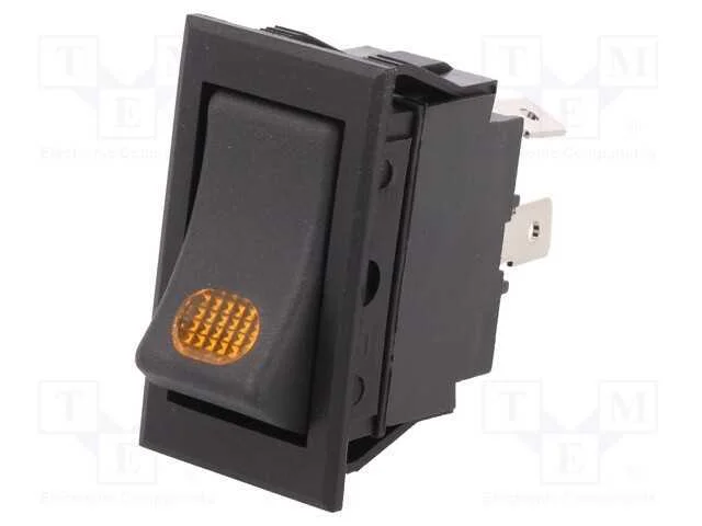 Rocker, Spst, Pos: 2, On-Off, 20a/12vdc, Preto, Led,Pontuais, 12vdc