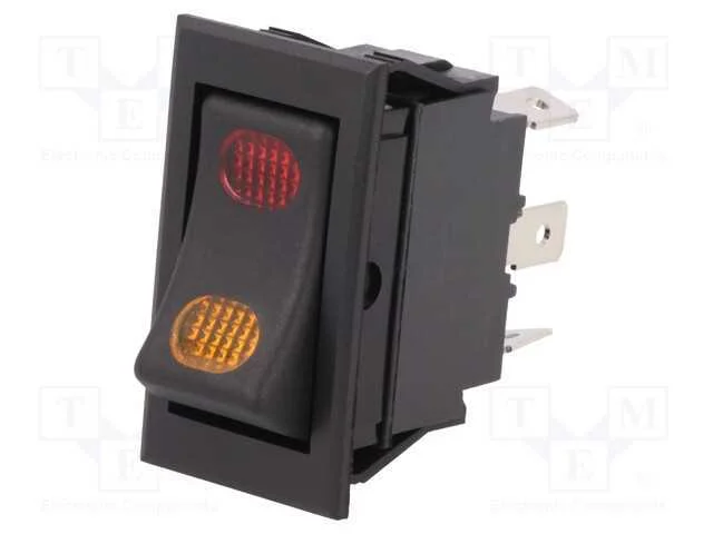 Rocker, Spdt, Pos: 2, On-On, 20a/12vdc, Preto, Led,Pontuais, 12vdc