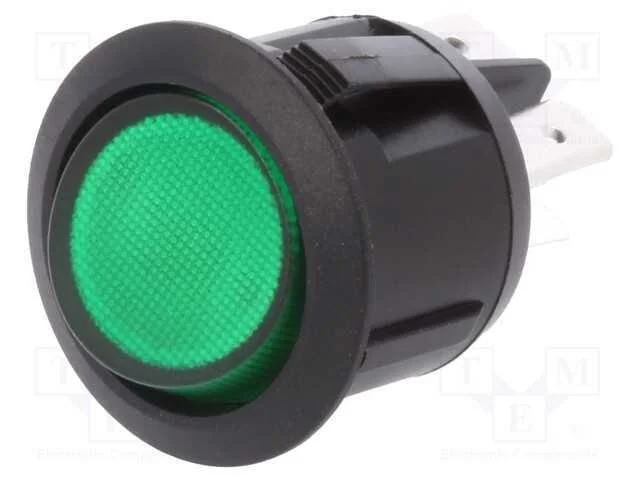 Rocker, Dpst, Pos: 2, On-Off, 20a/12vdc, Verde, Led, 12vdc, 50mo