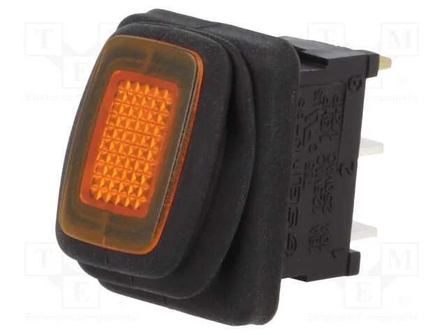 Rocker, Spst, Pos: 2, On-Off, 10a/250vac, Laranja, Ip65, 250v, 50mo