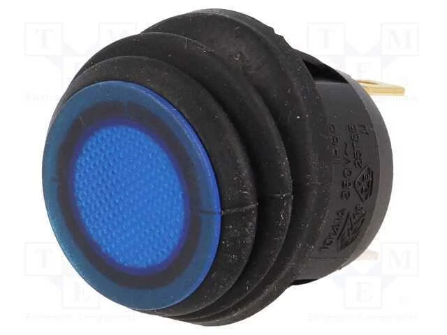 Rocker, Spst, Pos: 2, On-Off, 10a/250vac, Azul, Ip65, 50mo, Ul94v-2