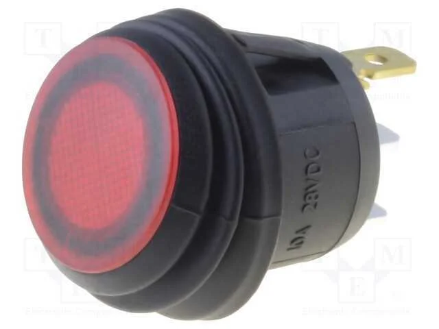 Rocker, Spst, Pos: 2, On-Off, 10a/24vdc, Vermelho, Ip65, Led, 50mo