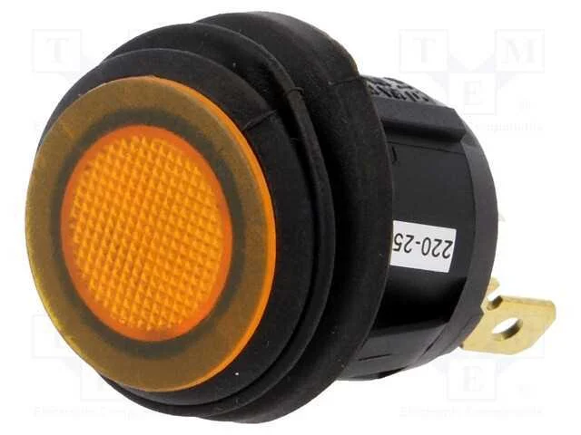 Rocker, Spst, Pos: 2, On-Off, 10a/250vac, Laranja, Ip65, 50mo