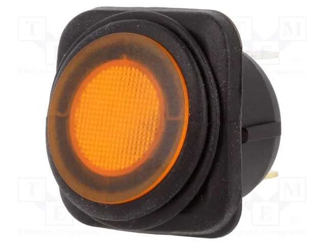 Rocker, Spst, Pos: 2, On-Off, 10a/250vac, 25a/12vdc, Laranja, Ip65