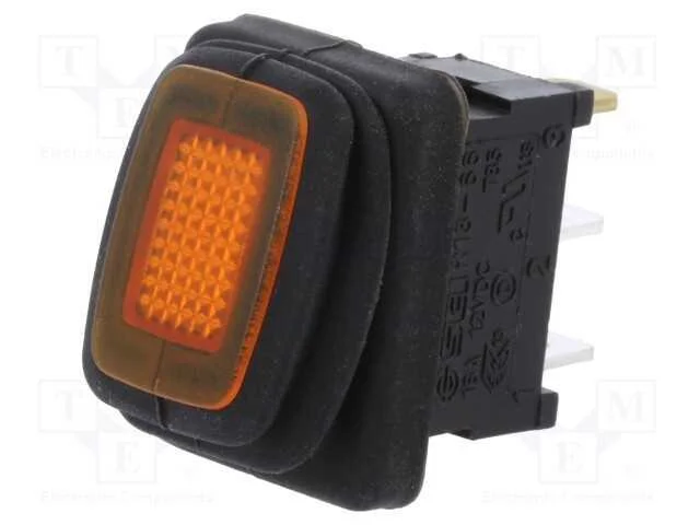 Rocker, Spst, Pos: 2, On-Off, 16a/12vdc, Laranja, Ip65, Led, 12v, 50mo