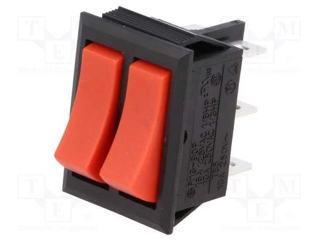 Rocker, Spdt X2, Pos: 2, On-On + On-On, 10a/250vac, Vermelho, 50mo