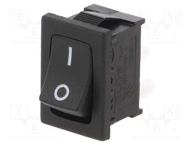 Rocker, Spst-No, Pos: 2, On-Off, 4a/250vac, Preto, 35mo, -20&divide;125c