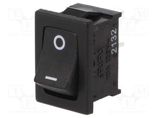 Rocker, Spst-No, Pos: 2, On-Off, 4a/250vac, Preto, 30mo, -20&divide;55c