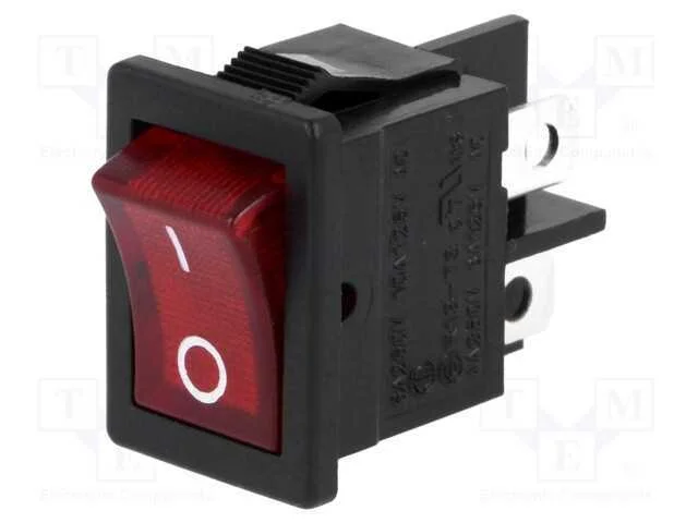 Rocker, Dpst, Pos: 2, On-Off, 6a/250vac, Vermelho, L&acirc;mpada de N&eacute;on