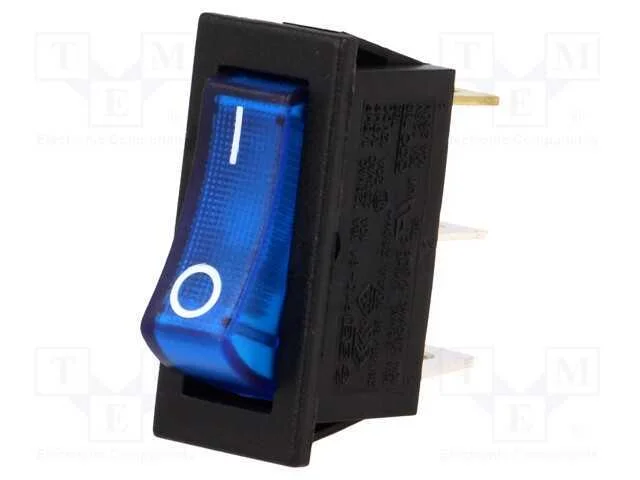 Rocker, Spst, Pos: 2, On-Off, 10a/250vac, Azul, L&acirc;mpada de N&eacute;on