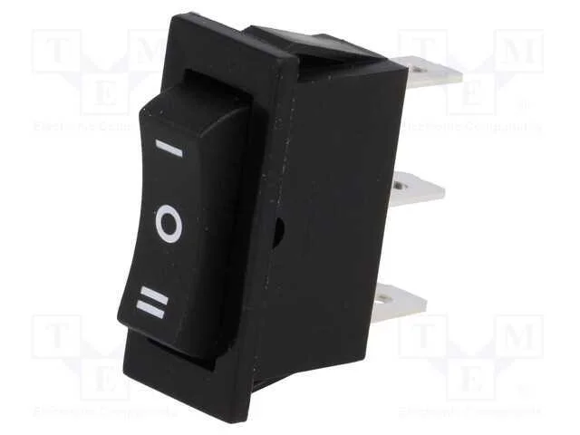 Rocker, Sp3t, Pos: 3, (On)-Off-(On), 10a/250vac, Preto, N&atilde;o Disp.