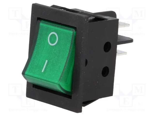 Rocker, Dpst, Pos: 2, On-Off, 15a/250vac, Verde, L&acirc;mpada de N&eacute;on