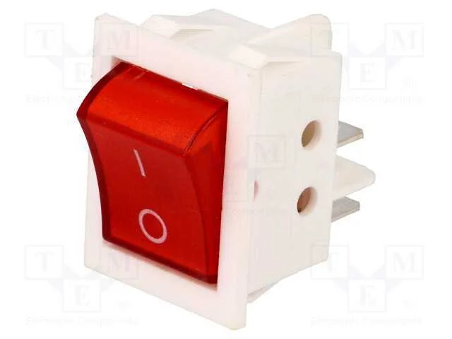 Rocker, Dpst, Pos: 2, On-Off, 15a/250vac, Vermelho, L&acirc;mpada de N&eacute;on