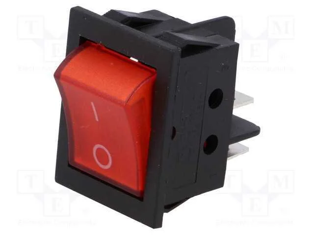 Rocker, Dpst, Pos: 2, On-Off, 15a/250vac, Vermelho, L&acirc;mpada de N&eacute;on