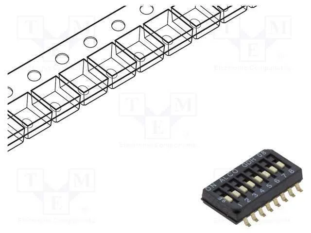 Interruptor: DIP-SWITCH, Quantidade de sec&ccedil;&otilde;es: 8.