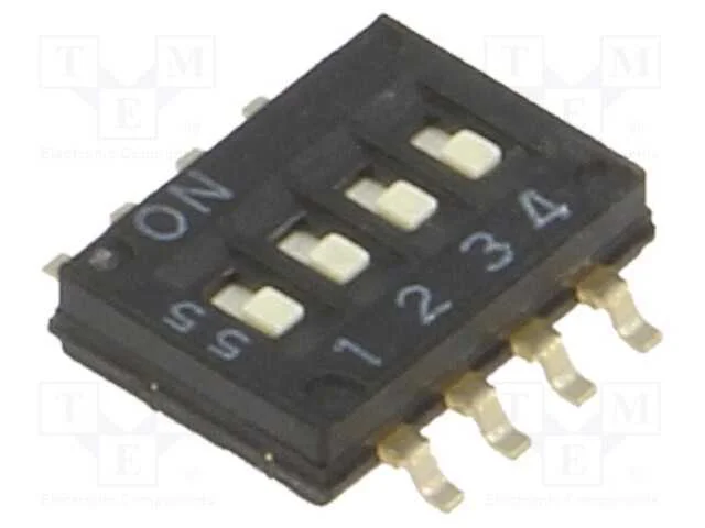 Interruptor: DIP-SWITCH, Quantidade de sec&ccedil;&otilde;es: 4.