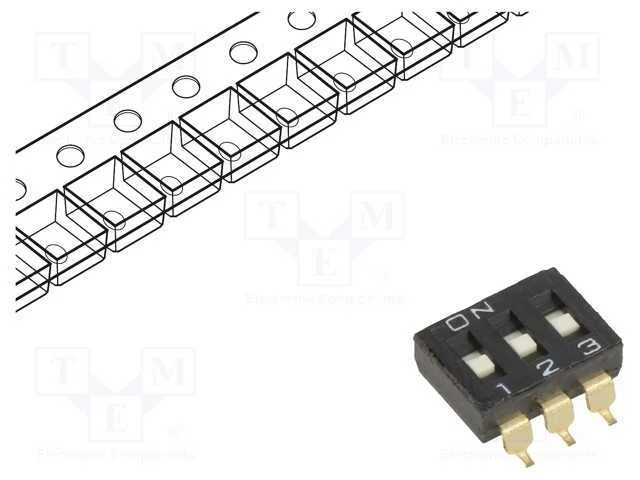 Interruptor: DIP-SWITCH, Quantidade de sec&ccedil;&otilde;es: 3.