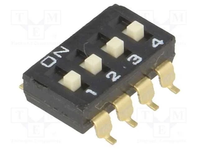 Interruptor: DIP-SWITCH, Quantidade de sec&ccedil;&otilde;es: 4.