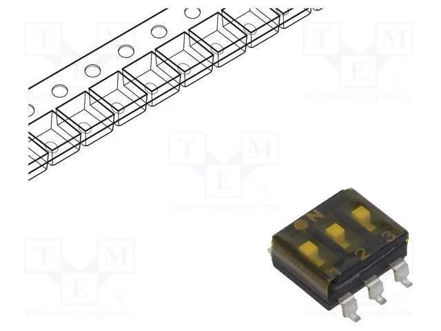 Interruptor: DIP-SWITCH, Quantidade de sec&ccedil;&otilde;es: 3.