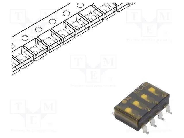 Interruptor: Dip-Switch, Quantidade de Sec&ccedil;&otilde;es: 4, Off-On, Pos: 2