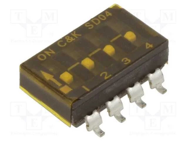 Interruptor: DIP-SWITCH, Quantidade de sec&ccedil;&otilde;es: 4.