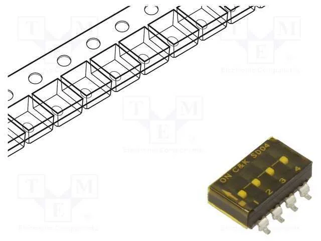 Interruptor: Dip-Switch, Quantidade de Sec&ccedil;&otilde;es: 4, Off-On, Pos: 2