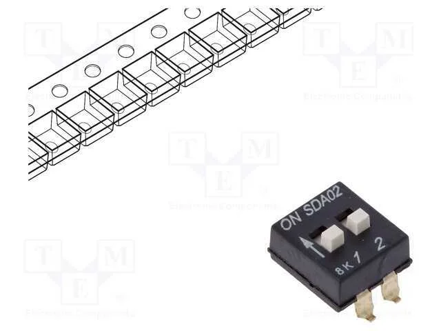 Interruptor: DIP-SWITCH, Quantidade de sec&ccedil;&otilde;es: 2.