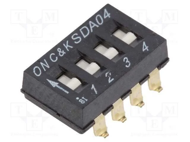 Interruptor: DIP-SWITCH, Quantidade de sec&ccedil;&otilde;es: 4.