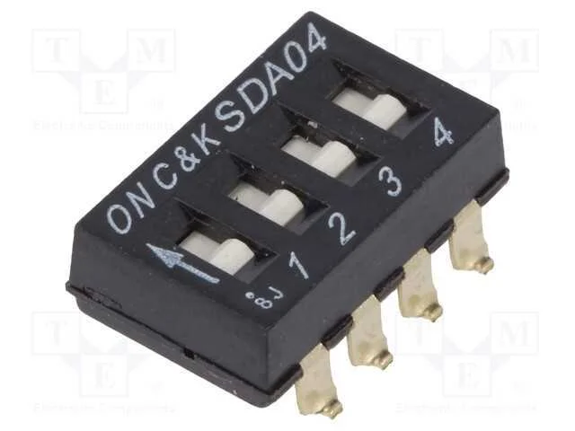 Interruptor: DIP-SWITCH, Quantidade de sec&ccedil;&otilde;es: 4.