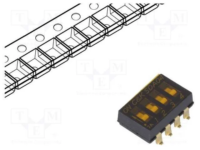 Interruptor: DIP-SWITCH, Quantidade de sec&ccedil;&otilde;es: 4.