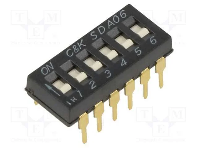 Interruptor: DIP-SWITCH, Quantidade de sec&ccedil;&otilde;es: 6.