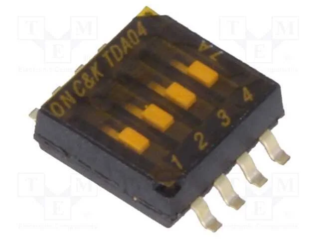 Interruptor: DIP-SWITCH, Quantidade de sec&ccedil;&otilde;es: 4.