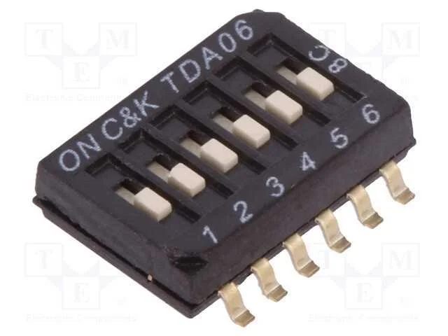 Interruptor: DIP-SWITCH, Quantidade de sec&ccedil;&otilde;es: 6.