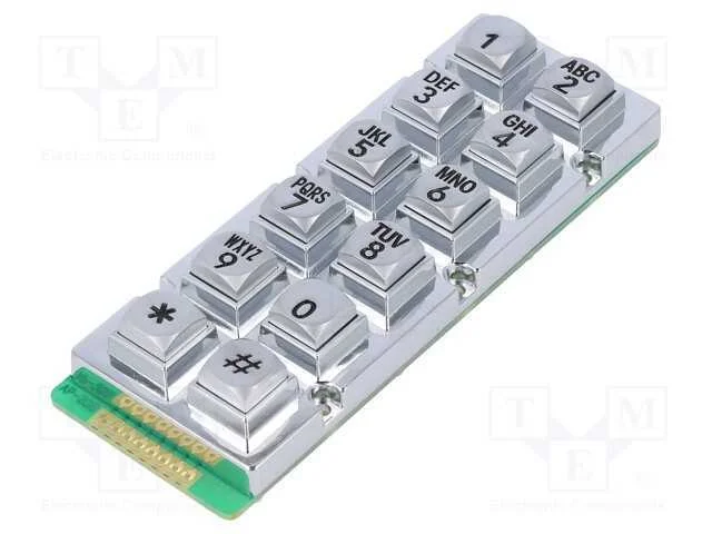 Teclado: industrial; Quant.de bot: 12; n&atilde;o disp; metal; 200mO; 1,5N