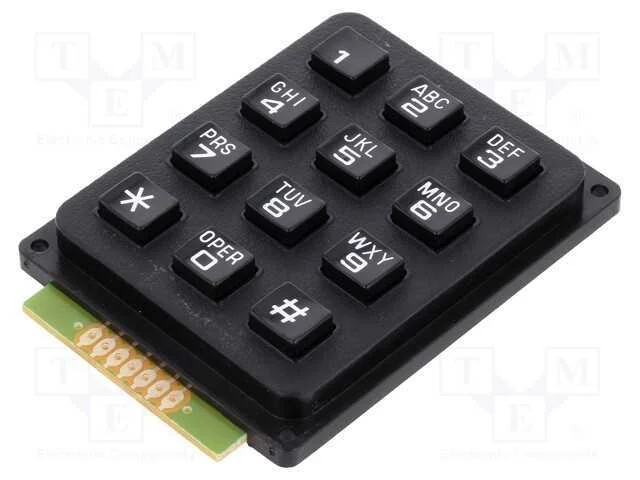 Teclado: industrial; Quant.de bot: 12; n&atilde;o disp; pl&aacute;stico; 200mO