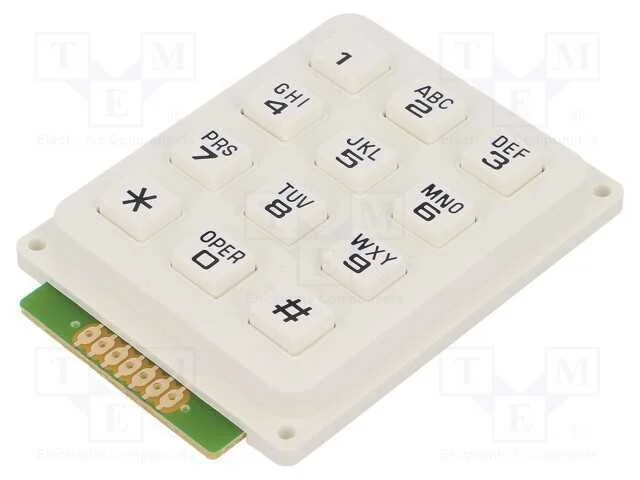 Teclado: industrial; Quant.de bot: 12; n&atilde;o disp; pl&aacute;stico; 200mO