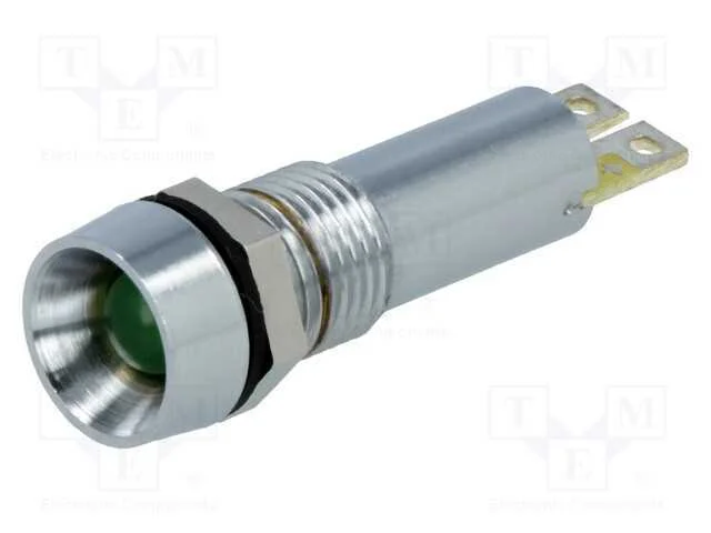 Luz Indicadora: Led, C&ocirc;ncavo, Verde, 24vdc, 8,4mm.