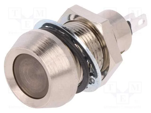 Luz indicadora: LED, c&ocirc;ncavo, amarela, 12VDC, 12,.
