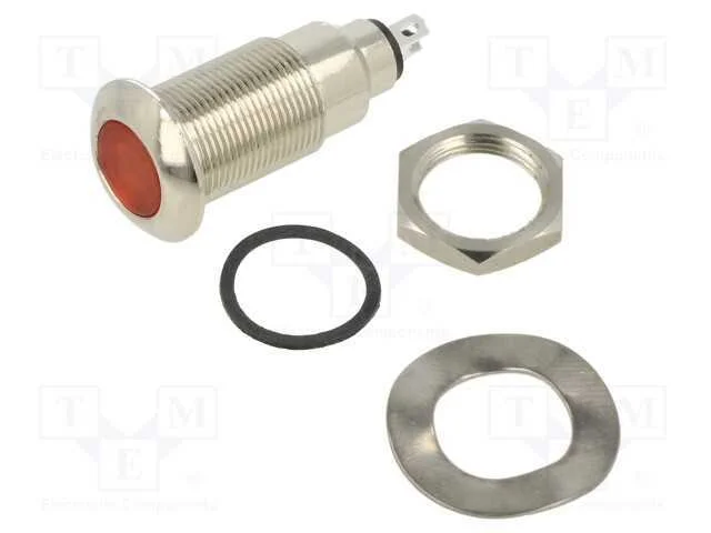 Luz indicadora: LED, plana, vermelho, 12&divide;28VDC, 1.