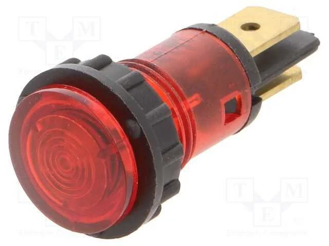 Luz indicadora: com l&acirc;mpada de n&eacute;on, convexa, ver.