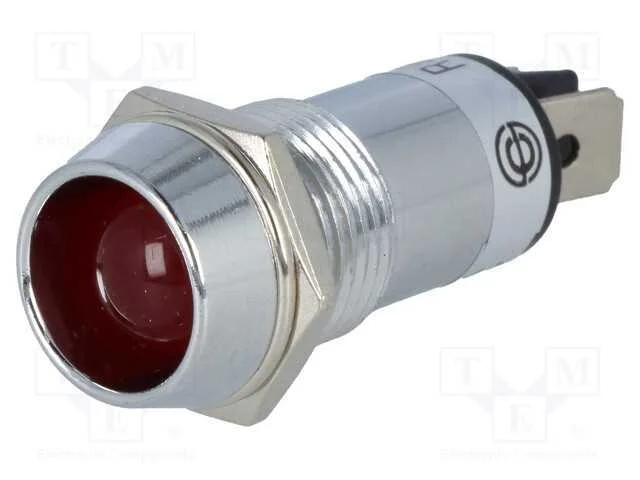 Luz Indicadora: Led, C&ocirc;ncavo, Vermelho, 12vdc, 14,2mm, Ip40, Lat&atilde;o