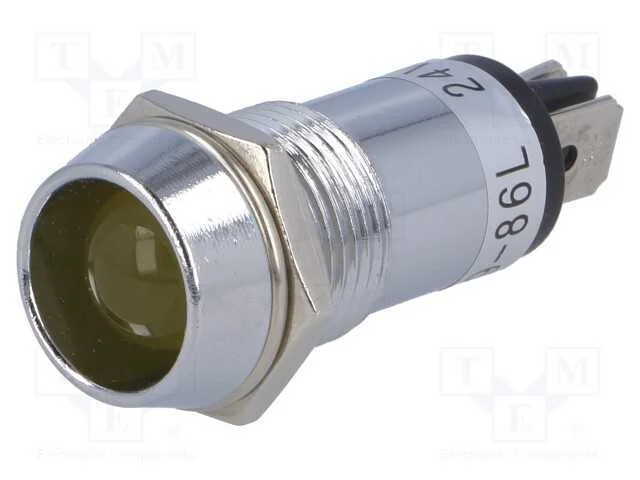 Luz indicadora: LED, c&ocirc;ncavo, amarela, 24VDC, 14,.