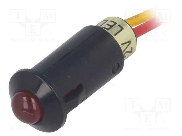 Luz indicadora: LED, convexa, vermelho, 12VDC, 8,.